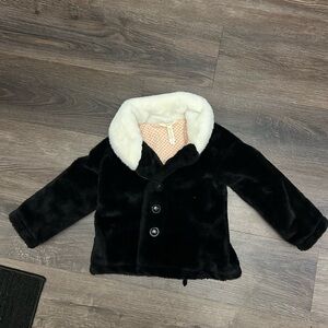 Matilda Jane Black Faux Fur Kids Pea Coat